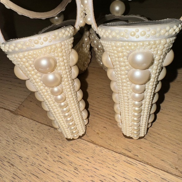 JIMMY CHOO Sacaria 120mm Pearly-Stud Platform Sandals 40 - Picture 5 of 8
